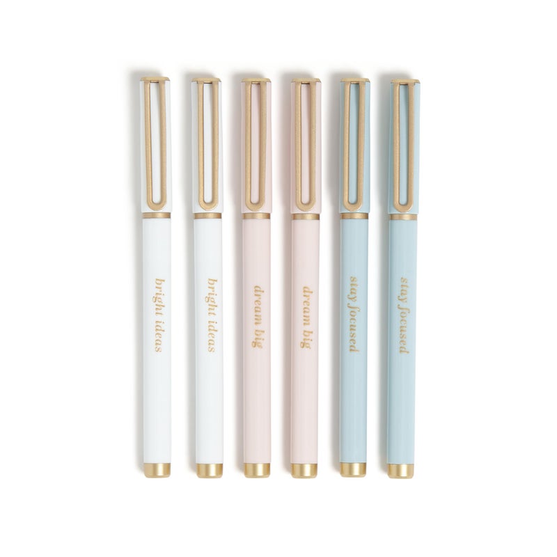 U Brands Catalina Felt Tip Pens, Set of 6 Black Ink Pens, Classic, Elegant Standard, Medium (0.7 mm) Point - Image 1