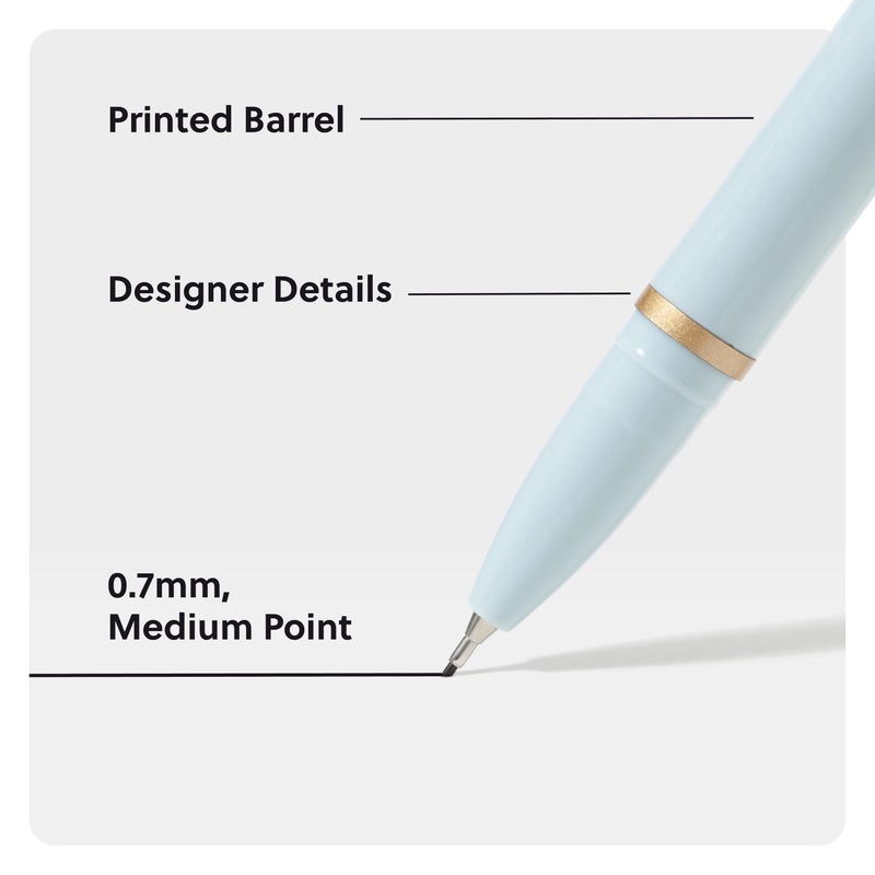 U Brands Catalina Felt Tip Pens, Set of 6 Black Ink Pens, Classic, Elegant Standard, Medium (0.7 mm) Point - Image 3