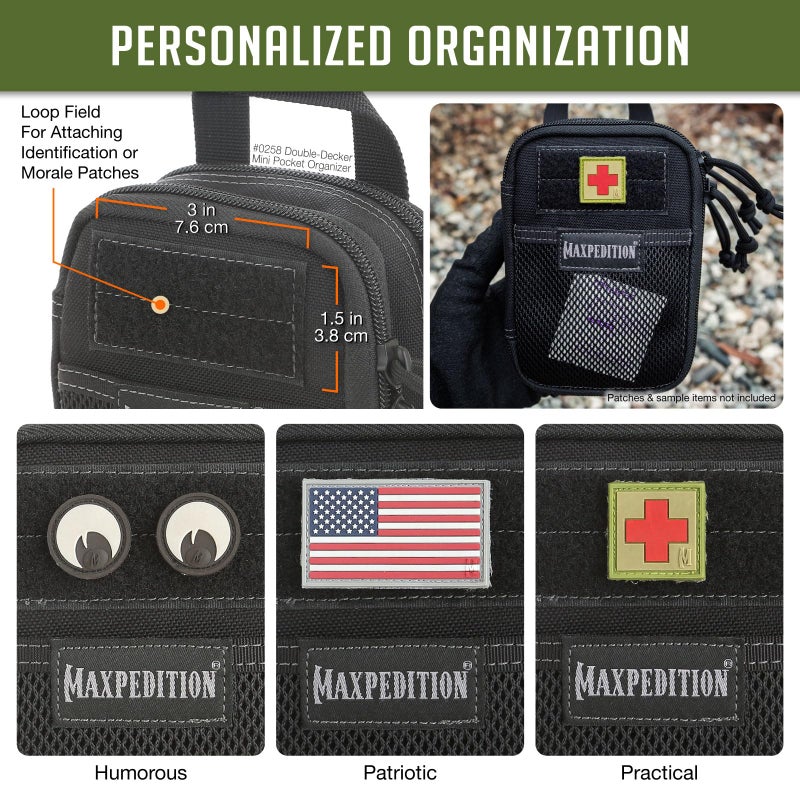 MAXPEDITION Double-Decker Mini Pocket Organizer (4â€ x 2.5â€ x 6â€) MOLLE Compatible Tactical Gear Pouch for Everyday Carry (Black) 0258B - Image 5