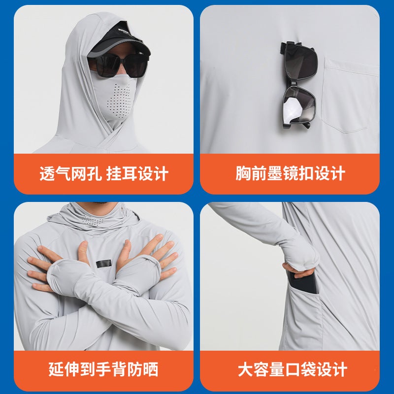 Sha Ba Te 2026 New Long Sleeve Sun Protection Fishing Shirt Men's UPF50+ Quick Dry Breathable Ice Silk Hooded Jacket for Outdoor Hiking Camping - Image 2