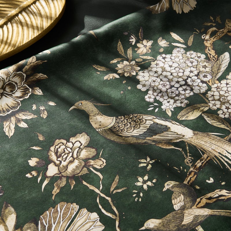 StangH Green 100% Blackout Floral Curtains 84 Inches Long, Printed Vintage Bird Pattern Thermal Insulated Cottage Backtab Drapes for Living Room/Bedroom/Sliding Door, W52xL84 Inchesï¼Œ2 Panels - Image 4