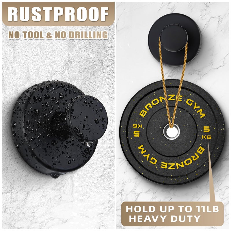 Fenas Suction Cup Hooks for Shower No-Drill Bathroom Hooks for Towels, Robes, Loofah Mountable on Bathroom Walls, Kitchen, Glass, Mirrors, Tile and Smooth,Non-Porous Surfaces (2, Matte Black) - Image 3