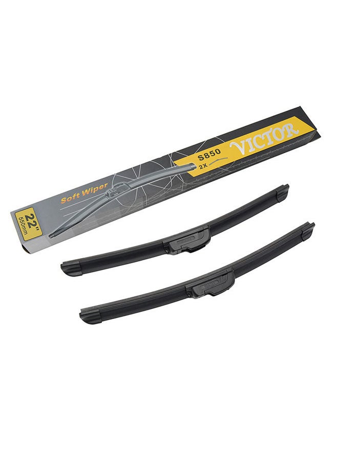 Victor Victor Pack of 2 | 22" Inch | EM-850S Soft Polyester Wiper Blade Universal Used for more than 98% of Cars  - Image 2