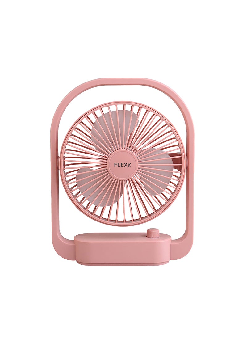 FLEXY® Rechargeable Desktop Fan – 6 Inch Portable Fan , 3 Speeds, USB Charging, Adjustable Angle, Quiet Operation, Perfect for Home, Office, Travel & Outdoors (pink) - Image 1
