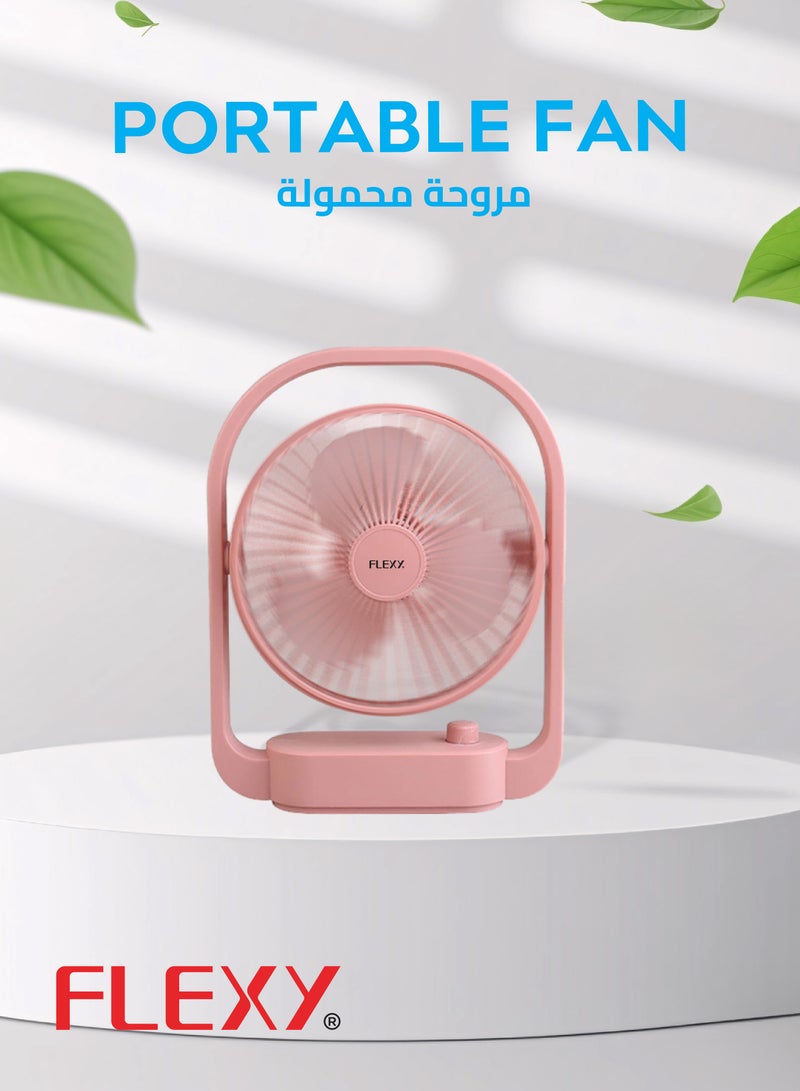 FLEXY® Rechargeable Desktop Fan – 6 Inch Portable Fan , 3 Speeds, USB Charging, Adjustable Angle, Quiet Operation, Perfect for Home, Office, Travel & Outdoors (pink) - Image 3