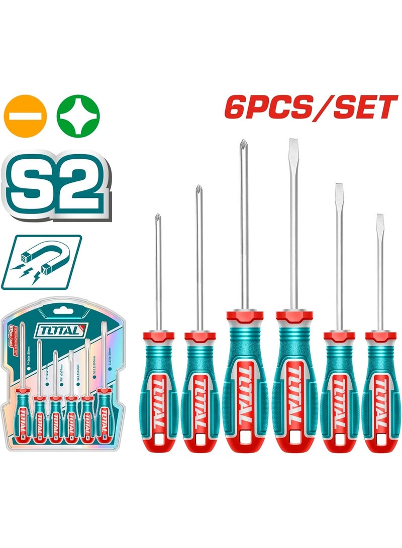 توتال طقم مفكات عادة وصليبة 6 قطع يد كاوتش خدمة شاقة - Image 1