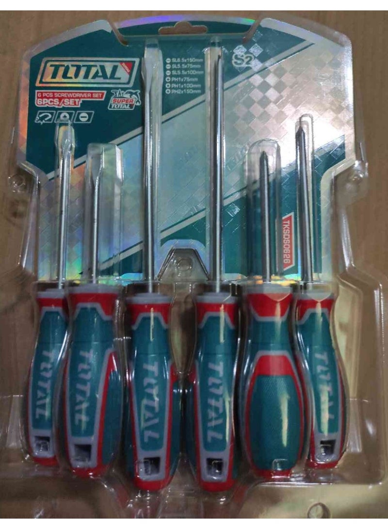 توتال طقم مفكات عادة وصليبة 6 قطع يد كاوتش خدمة شاقة - Image 2