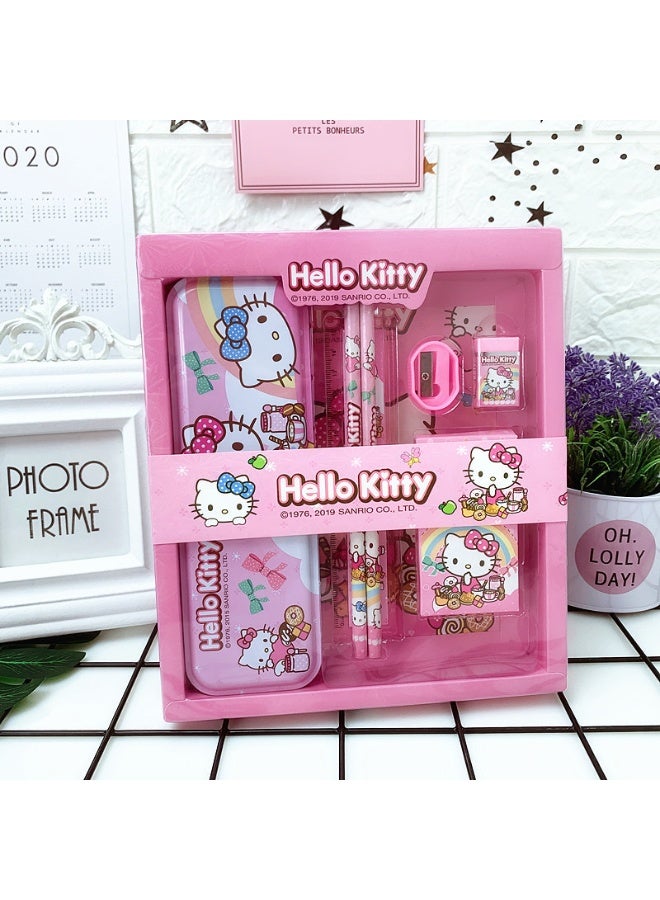 هالو كيتي 12 قطعة مجموعة طلاب القرطاسية مجموعة, لوازم مدرسية هدية مجموعة مربع, مناسبة لطلاب المدارس الابتدائية، بما في ذلك القلم، محاطات, حداثات قلم رصاص, الخ. العودة إلى موسم المدرسة هدايا عيد ميلاد