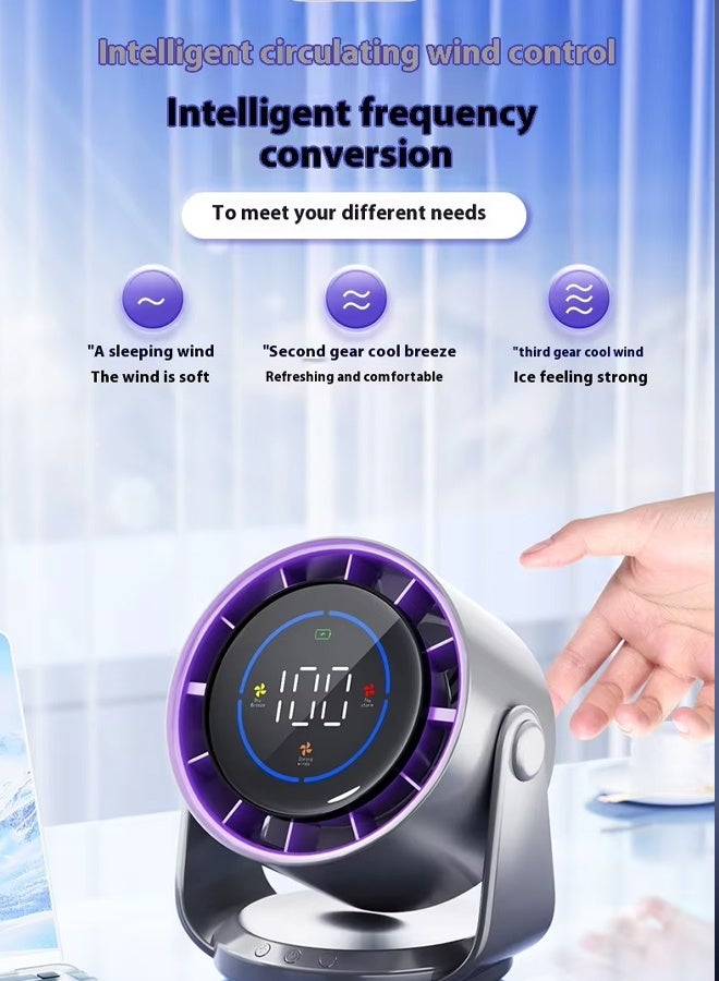 Allieuka Portable Desktop Fan with Digital Display 5 Speed Battery adjust Mini Fan Table Advanced Small Indoor Air Circulation Desk Fan Wall Mountable Portable USB Fan for Travel Bedroom Kitchen Desktop Camping - Image 4