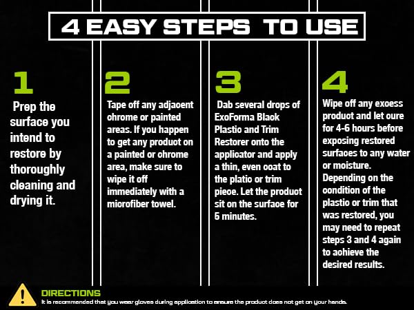 ExoForma Black Trim Restorer - Unique Dye-Infused Formula Lasts 6+ Months - Restores Factory Black to Plastic Trim - Protects Against UV Rays, Helps Conceal Scratches & Scuff Marks - Works in Seconds - Image 3