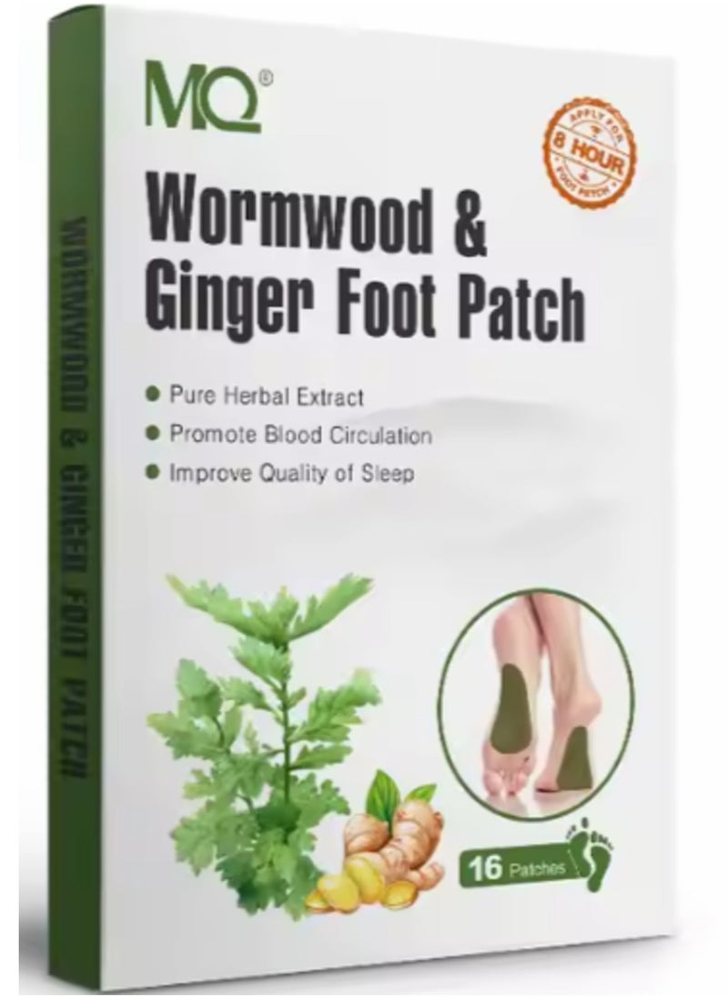 MQ MQ Detox Foot Plasters, 16 Pieces Wormwood Ginger Detox Foot Plasters, Feet Heat Plasters for Stress Relief and Deep Sleep, Detoxification and Cleansing the Body  - Image 1