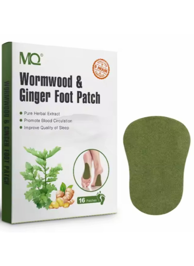 MQ MQ Detox Foot Plasters, 16 Pieces Wormwood Ginger Detox Foot Plasters, Feet Heat Plasters for Stress Relief and Deep Sleep, Detoxification and Cleansing the Body  - Image 2