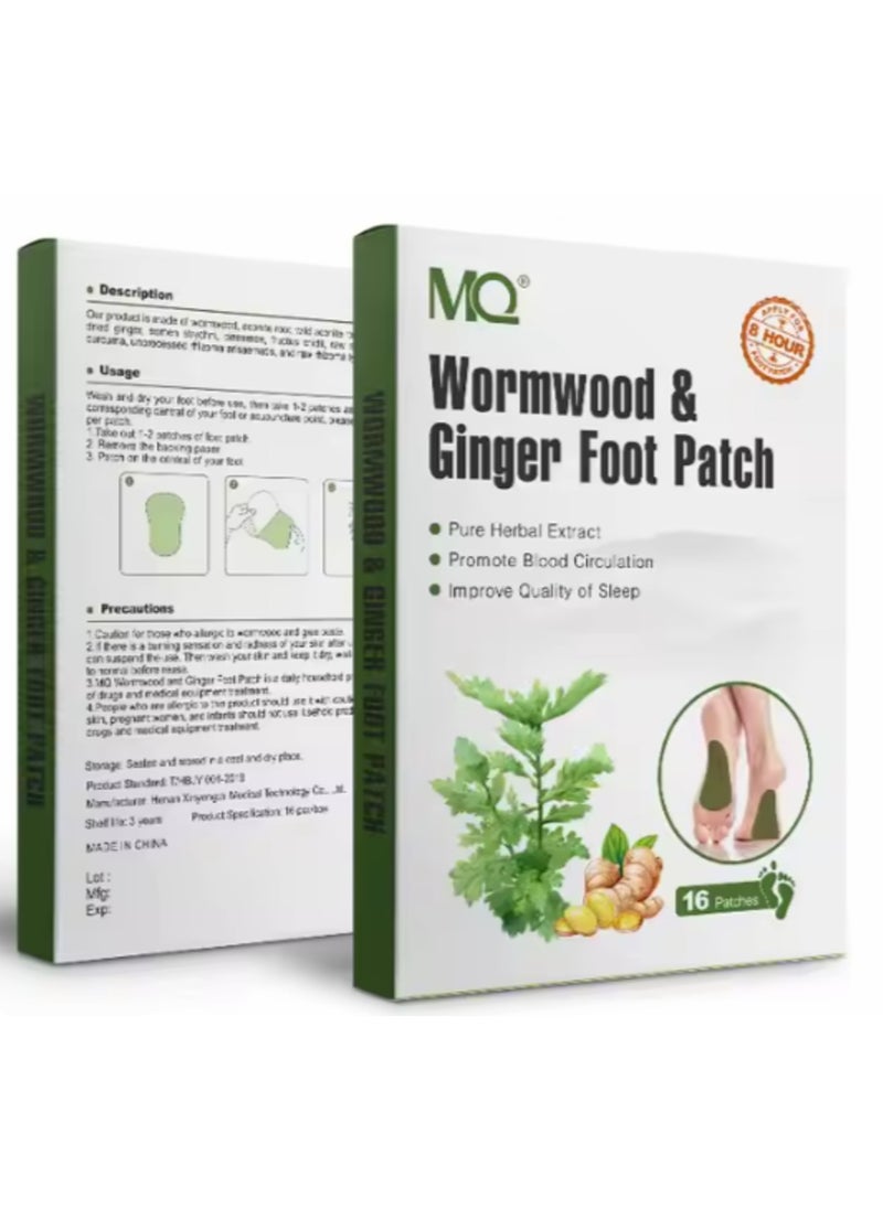 MQ MQ Detox Foot Plasters, 16 Pieces Wormwood Ginger Detox Foot Plasters, Feet Heat Plasters for Stress Relief and Deep Sleep, Detoxification and Cleansing the Body  - Image 3