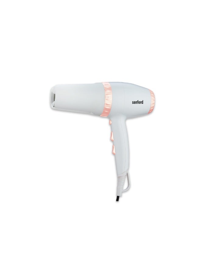 سانفورد مجفف شعر احترافي، محرك تيار متردد قوي 2000 واط، وضعي تجفيف مزدوجين 2 في 1 (كلاسيكي/نفقي)، وظيفة نفخة باردة، 2 سرعة و3 إعدادات للحرارة، تدفق هواء مركز - Image 1