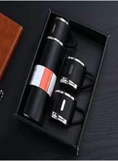 500ml Portable 304 Stainless Steel Vacuum Cup Flask Thermos Water Bottle with Soft Silicone Handle and Insulated lid (black)