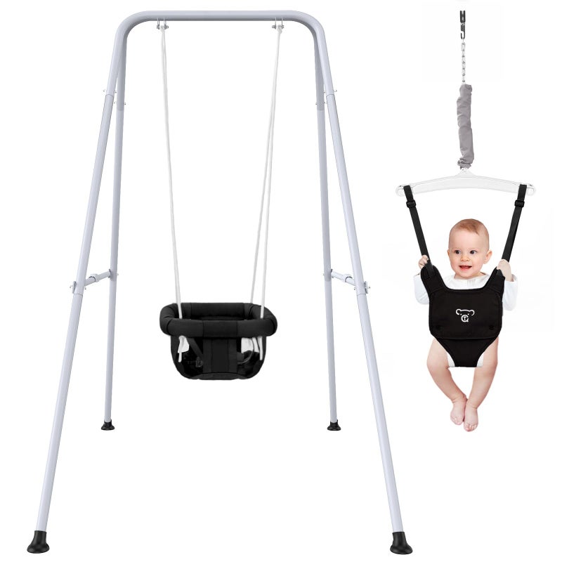G TALECO GEAR 2 in 1 Baby Jumper with Swing Indoor and Outdoor Use Baby Jumpers and Bouncers Toddler Swing with Foldable StandBlack - Image 2