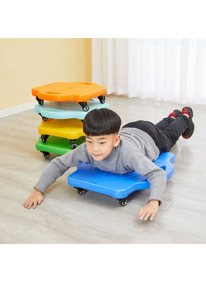 Generic - Kindergarten Big Scooter Sensory System Training Equipment Children's Early Education Home Teaching Aids Vestibular Balance Board Outdoor Toys-Color:ღ {{中号绿白轮}} - Image 1