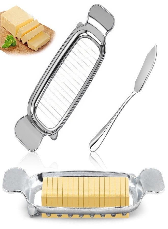Kazheon Butter & Cheese Slicer Stainless Steel Wire Cheese Slicer With Ergonomic Handle for Block Cheese, Butter (COLOR:silver) - Image 1