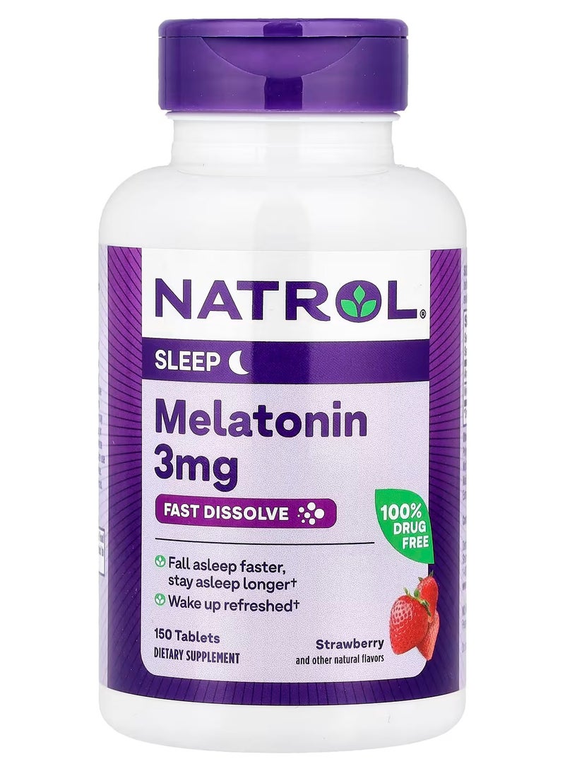 Generic Natrol, Melatonin, Fast Dissolve, Strawberry, 3 mg, 150 Tablets 