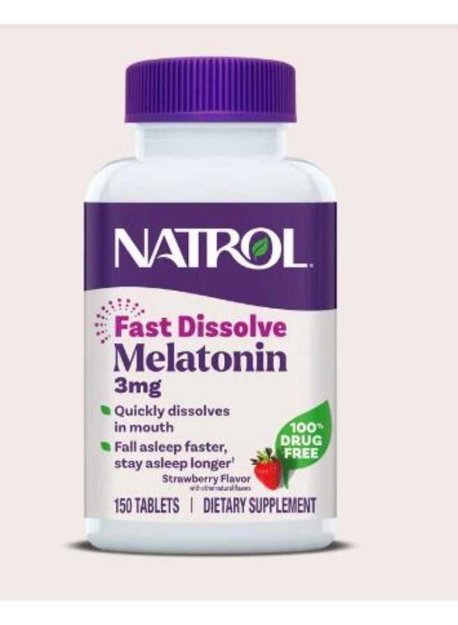 Natrol, Melatonin, Fast Dissolve, Strawberry, 3 mg, 150 Tablets