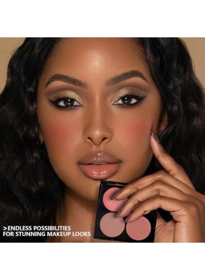 ® Matte Blush Cream Quads Makeup Palette, 4 Colors Pinkish Light Peach Light Brown Orange Red Cream Blush Palette, Long Lasting Waterproof Matte Blushs, Paleta de rubor 4 colores - Image 2