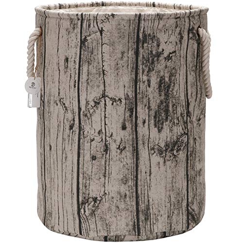 Sea Team Sea Team 197 Large Size Stylish Tree Stump Wood Grain Canvas  Linen Fabric Laundry Hamper Storage Basket with Rope Handles Birch 