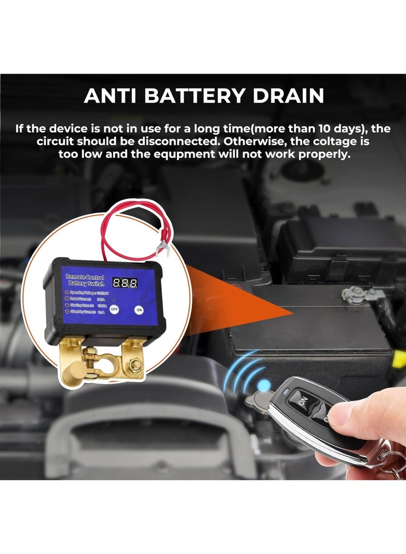 SYOSI Remote Car Battery Kill Switch, 12V 24V 240A with Voltage Display, Prevents Cell Drain, Easy Installation, Smart Remote Control Anti Theft System for Reliable Power Management in Car Truck Boat RV - Image 4