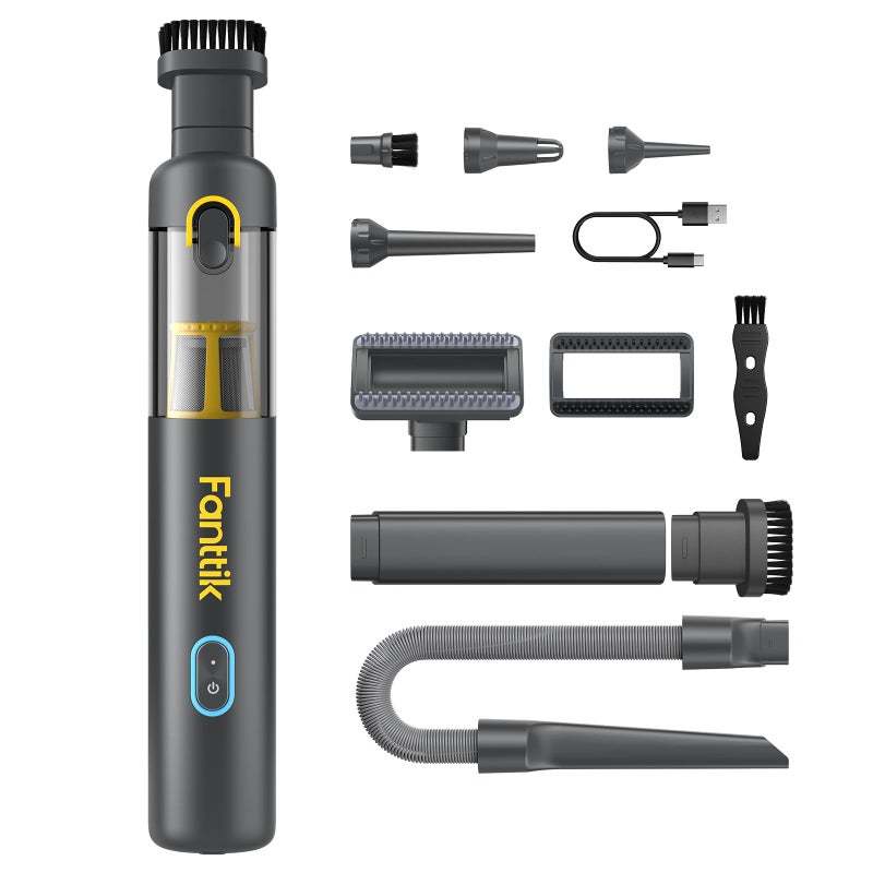 Fanttik Slim V8 APEX Car Vacuum 4in1 Portable Mini Cordless Vacuum with 19000pa Suction Power TypeC Charge 2 Suction Modes Handheld Vacuum for Small Jobs Car Office Desk Keyboards Gray