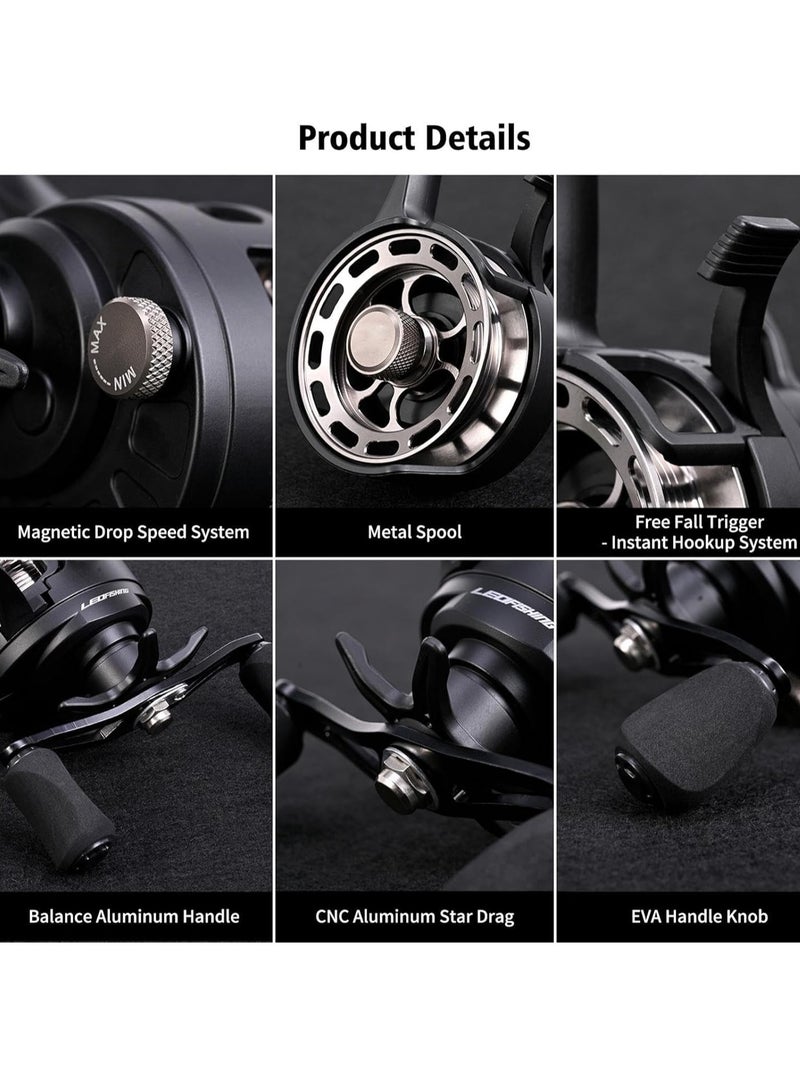 general Ice Fishing Reel - Ultra Light Fishing Reel Inline Ice Angling Reel | Spool Width In-Line Free Billiard Reel, Durable 3 + 1 BB Ice Fishing Device, Metal Spool 3.2:1 High Speed Ratio Fishing - Image 3