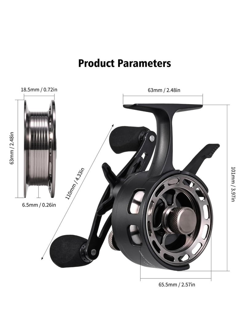 general Ice Fishing Reel - Ultra Light Fishing Reel Inline Ice Angling Reel | Spool Width In-Line Free Billiard Reel, Durable 3 + 1 BB Ice Fishing Device, Metal Spool 3.2:1 High Speed Ratio Fishing - Image 5