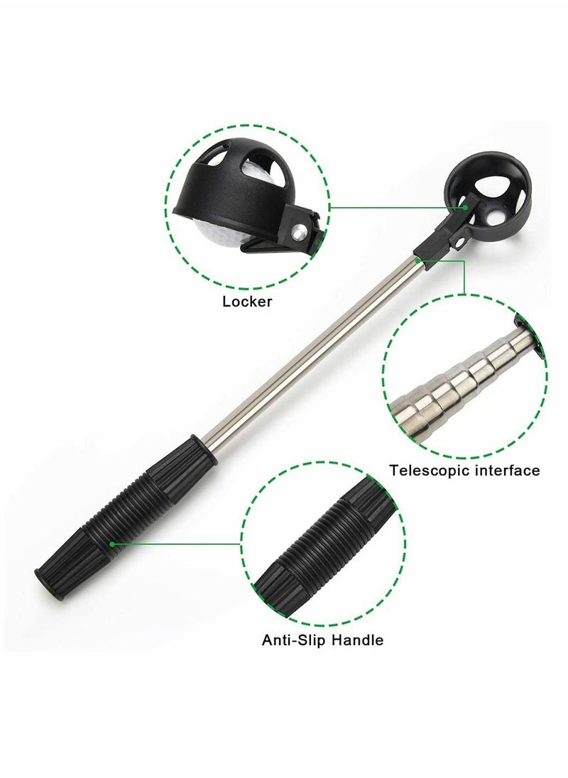 SYOSI - Golf Ball Retriever And Petal Picking Ball Head, Stainless Telescopic Extendable Golf Ball Retriever, Suction Cup Ball Grabber, Golf Accessories, Golf Gift For Men 2 Pack - Image 1