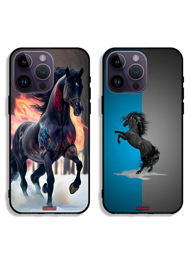 Tolwak - Two Cases For Apple iPhone 14 Pro Max Protective Covers HD Horse - Image 1