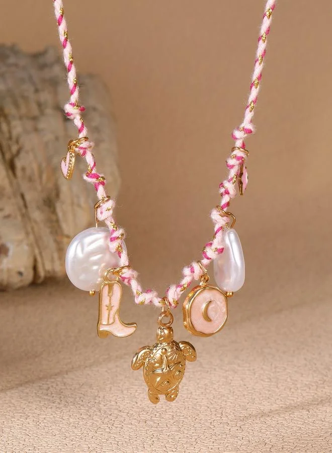 تايك تو عقد بقلادة وردية