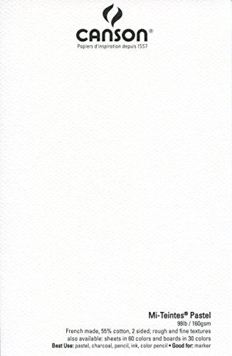 CANSON ورق باستيل من سلسلة كانسون للفنانين، أبيض، دفتر متصل، 9x12 بوصة، 16 ورقة (98 رطل/160 جرام) - ورق فني للبالغين والطلاب - Image 4