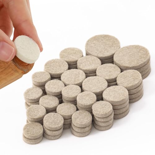 AADIVY Chair Leg Floor Protectors, 80+ Pcs Furniture Felt Pads with Extra Random Sizes | Self-Adhesive, Scratch Resistant & Noise Reduction Pads for Chairs, Tables & Furniture Legs – Beige - Image 1