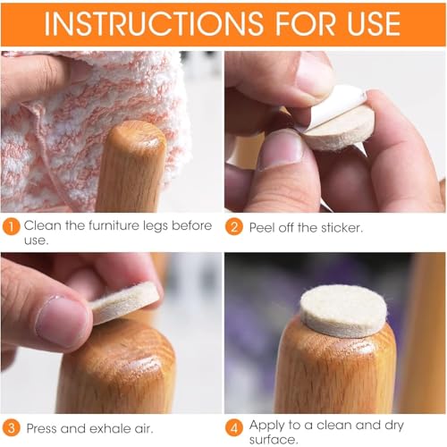 AADIVY Chair Leg Floor Protectors, 80+ Pcs Furniture Felt Pads with Extra Random Sizes | Self-Adhesive, Scratch Resistant & Noise Reduction Pads for Chairs, Tables & Furniture Legs – Beige - Image 4