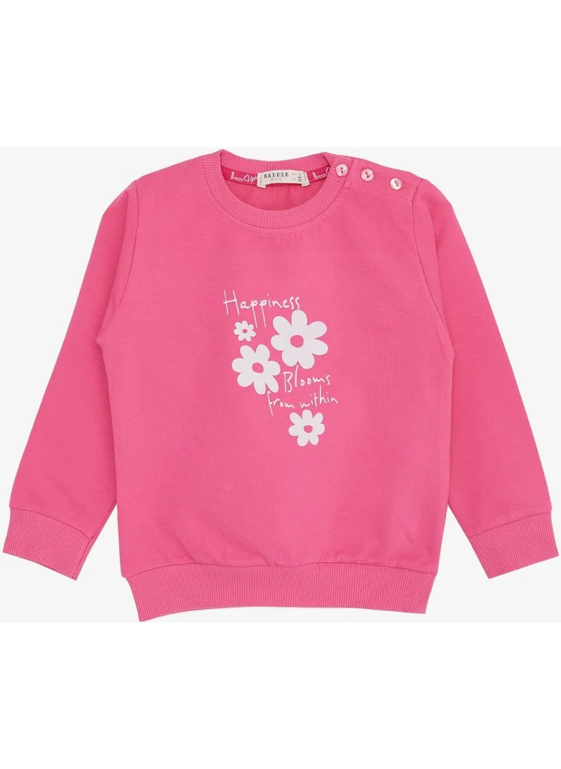 Breeze Baby Girl Sweatshirt Silvery Floral Printed 9 Months-3 Years, Pink