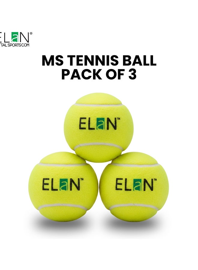 Elan Tennis Ball Pack of 3 – Durable Practice Tennis Balls with Consistent Bounce for Training, Coaching and Recreational Play - Image 1