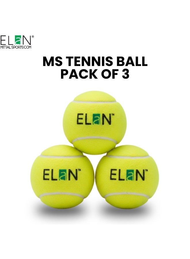 Elan Tennis Ball Pack of 3 – Durable Practice Tennis Balls with Consistent Bounce for Training, Coaching and Recreational Play - Image 1