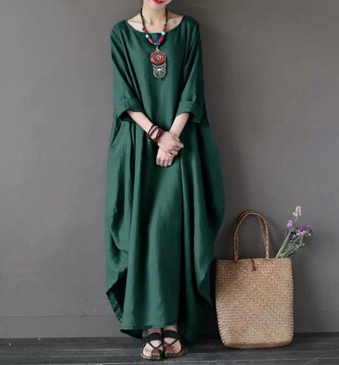 Generic 2022 spring and summer new AliExpress wish literary loose large  size cotton and linen dress black XL | Best Price UAE | Dubai, Abu Dhabi
