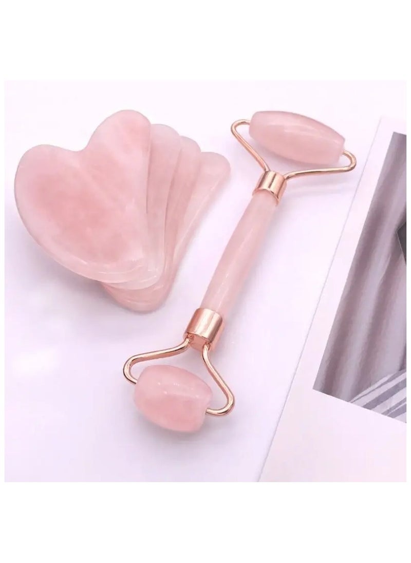 Generic Luxury Pink Facial Massage Set - Roller And Gua Sha Board To Enhance Beauty And Facial Massage, For Skincare, Eyes, Neck, And Physical Relaxation.  - Image 2