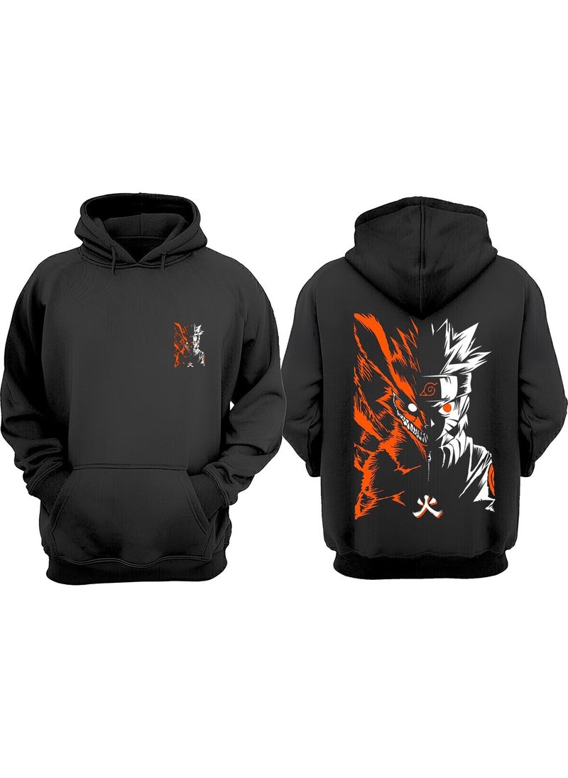 The Wert - Unisex Naruto Kurama Design Front Back Printed Regular Fit Black Sweatshirt - Image 1