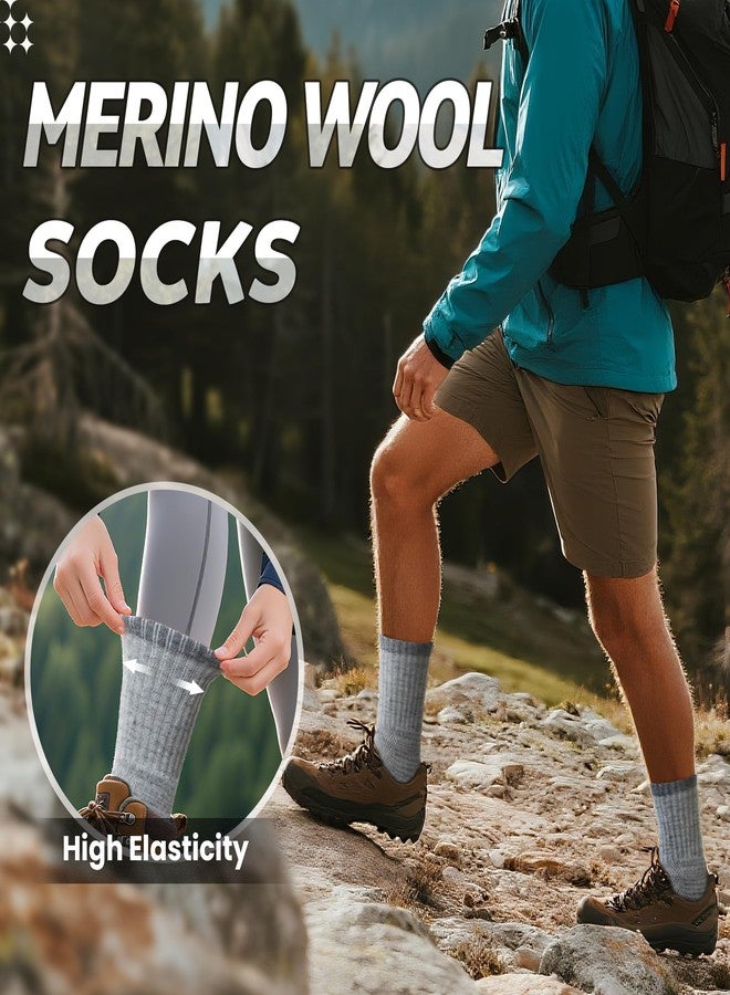 Eocom Merino Wool Hiking Socks for Women & Men Thermal Winter Warm Work Cushion Outdoor Crew Boot Socks 5 Pairs, Grey/Black/Brown, M - Image 4