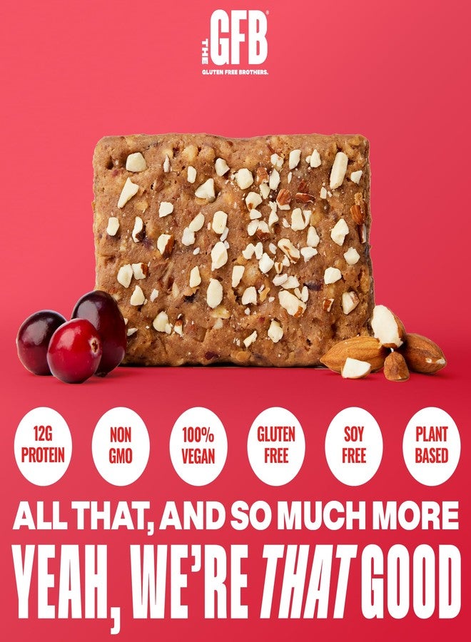 The GFB Cranberry Toasted Almond Protein Bars - Gluten Free, Plant Based, Non GMO, Sustainably Made – Ridiculously Tasty, Healthy, Vegan, Nutrition Snack Protein Bars, 2.05 oz (12 Count) - Image 2