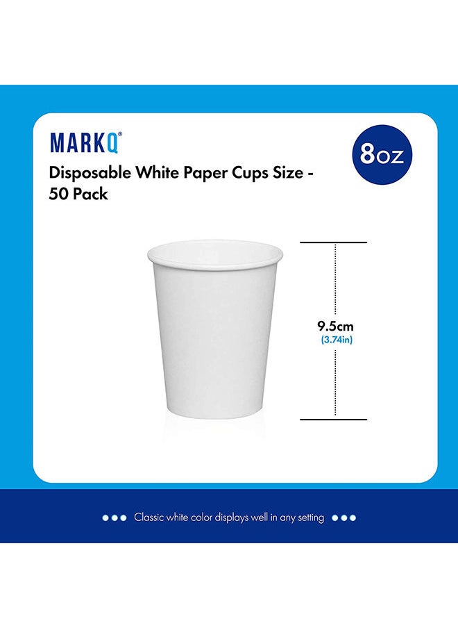 [50 Cups] 8 oz. White Paper Cups - Disposable Hot/Cold Beverage Cup for Water, Juice, Tea - https://f.nooncdn.com/p/pzsku/Z7D845FBFD8DEEAA91E7CZ/45/_/1645539140/1fe97566-3959-49e4-bcd3-2a2598c54f34.jpg?width=original