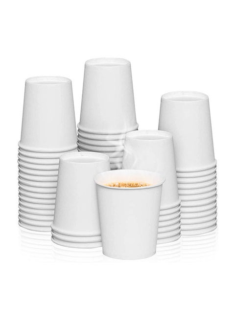[50 Cups] 8 oz. White Paper Cups - Disposable Hot/Cold Beverage Cup for Water, Juice, Tea