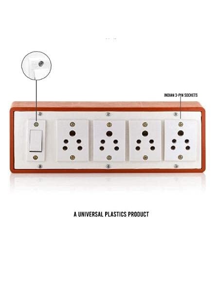 TULSI TRADERS Tulsi Traders PVC Brown Extension Board with 4 SOCKETS 1 Switchwith Extension Cord Upto 4 Yard  - Image 4