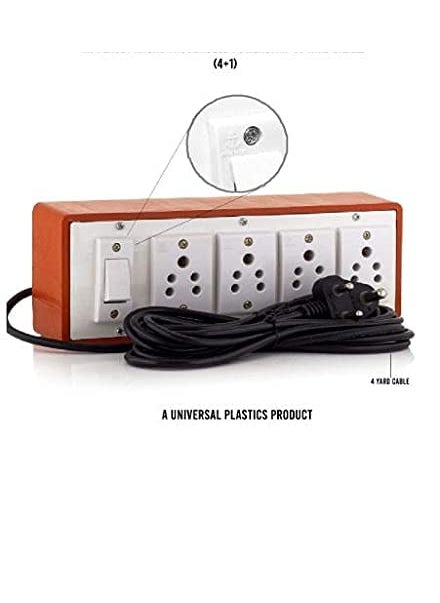 TULSI TRADERS Tulsi Traders PVC Brown Extension Board with 4 SOCKETS 1 Switchwith Extension Cord Upto 4 Yard  - Image 3