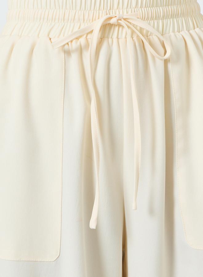 Take Two Women Beige Wide Leg Pants with Drawstring Waist - Image 3