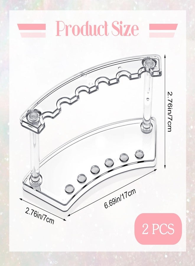 Kifmurase 2Pcs Clear Plastic Pen Holder Stand Display Rack, 6-Slot Pen Display Stands, Acrylic Pencil Holders Eyebrow Pens Stand Makeup Brush Rack Organizer for Home Office Store Desk School Supplies - Image 2